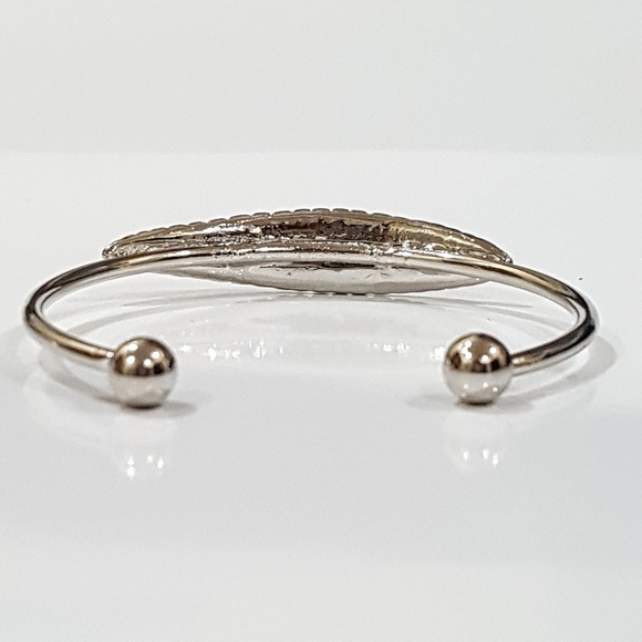 Silver Tone Leaf Cuff Bracelet - Picture 4 of 6